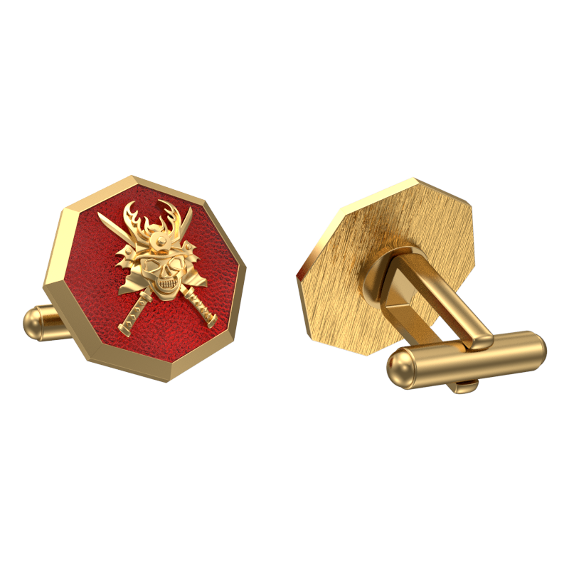 Skull King, Edgy Cufflink Set with 18kt Gold & Black Ruthenium Plating on Brass.