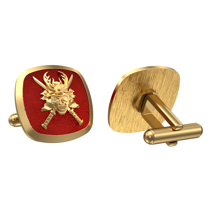 Skull King, Edgy Cufflink Set with 18kt Gold & Black Ruthenium Plating on Brass.