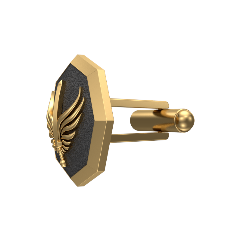 Viking Sword, Edgy Cufflink Set with 18kt Gold & Black Ruthenium Plating on Brass.