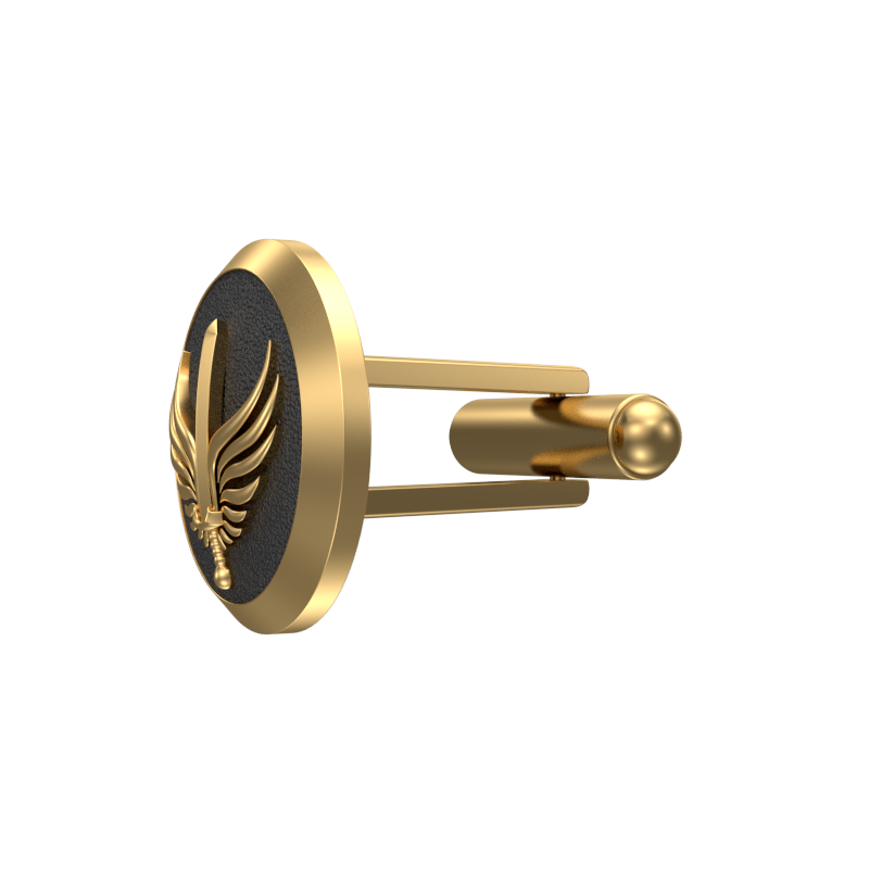 Viking Sword, Edgy Cufflink Set with 18kt Gold & Black Ruthenium Plating on Brass.