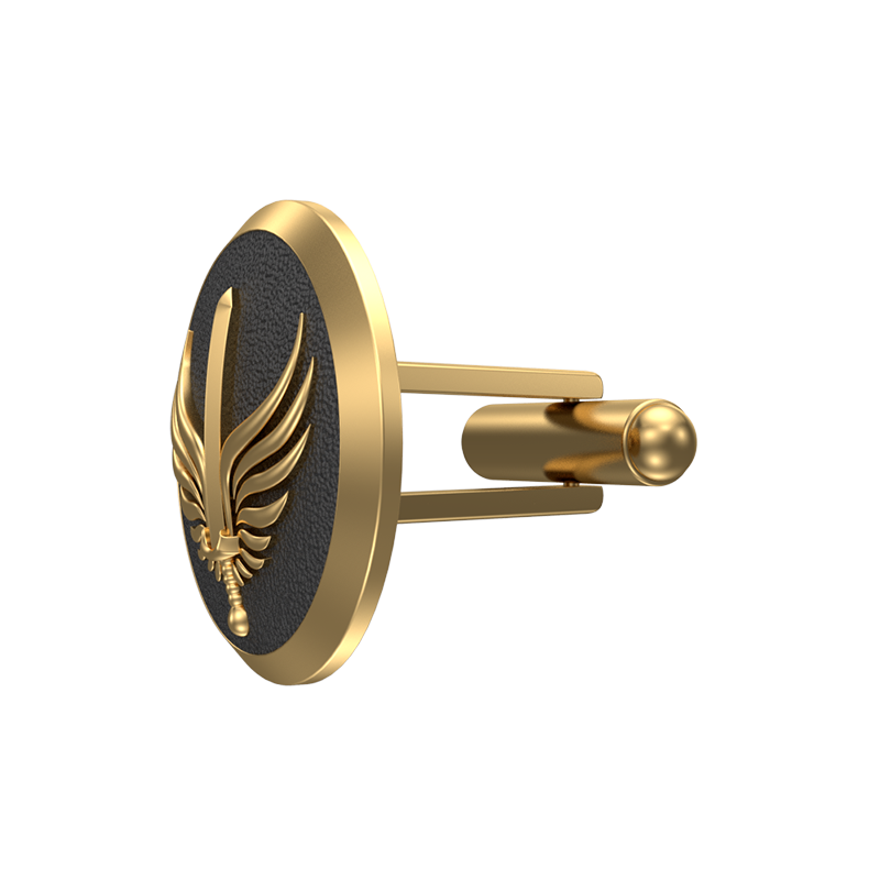 Viking Sword, Edgy Cufflink Set with 18kt Gold & Black Ruthenium Plating on Brass.