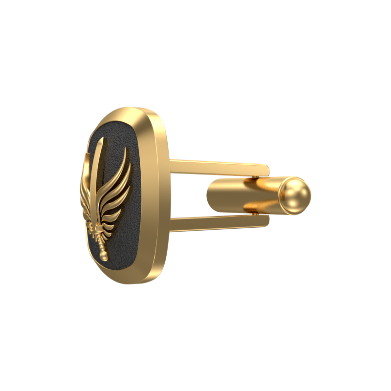 Viking Sword, Edgy Cufflink Set with 18kt Gold & Black Ruthenium Plating on Brass.