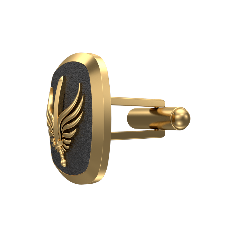 Viking Sword, Edgy Cufflink Set with 18kt Gold & Black Ruthenium Plating on Brass.