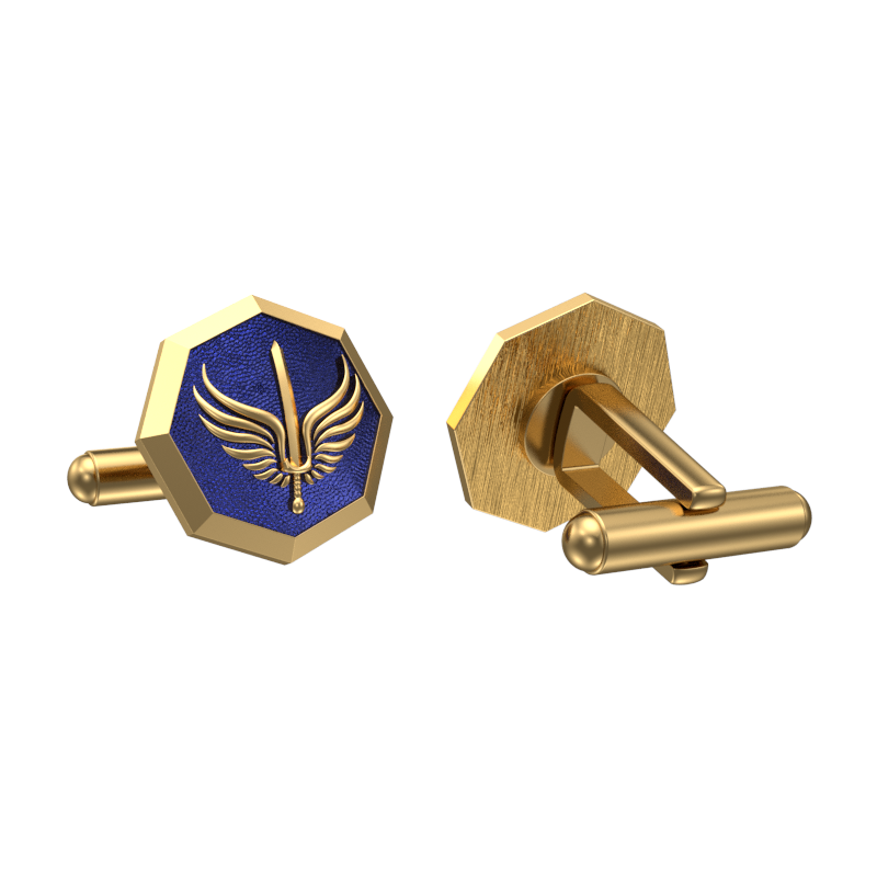 Viking Sword, Edgy Cufflink Set with 18kt Gold & Black Ruthenium Plating on Brass.