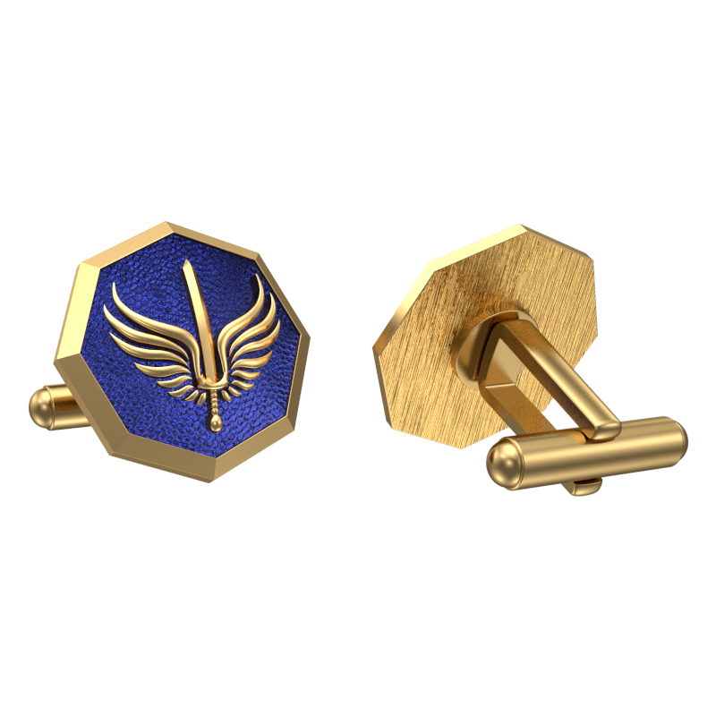 Viking Sword, Edgy Cufflink Set with 18kt Gold & Black Ruthenium Plating on Brass.
