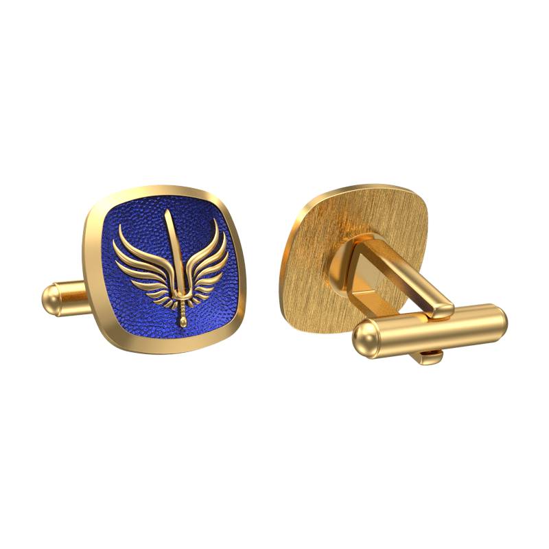 Viking Sword, Edgy Cufflink Set with 18kt Gold & Black Ruthenium Plating on Brass.