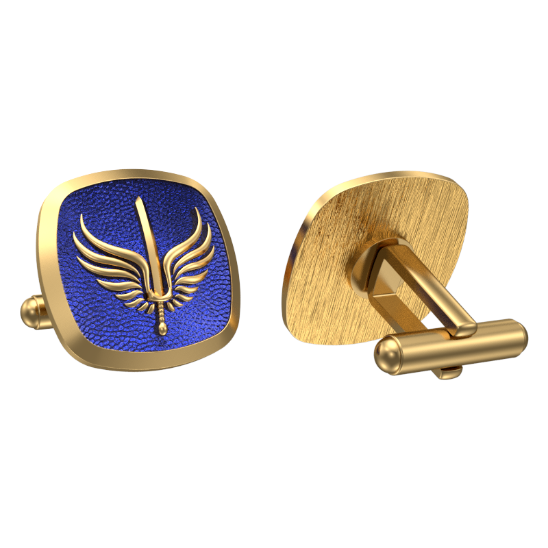 Viking Sword, Edgy Cufflink Set with 18kt Gold & Black Ruthenium Plating on Brass.