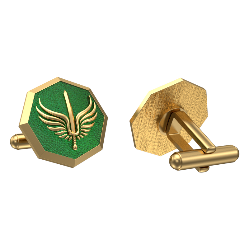 Viking Sword, Edgy Cufflink Set with 18kt Gold & Black Ruthenium Plating on Brass.