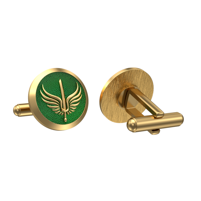 Viking Sword, Edgy Cufflink Set with 18kt Gold & Black Ruthenium Plating on Brass.