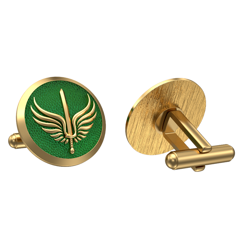 Viking Sword, Edgy Cufflink Set with 18kt Gold & Black Ruthenium Plating on Brass.