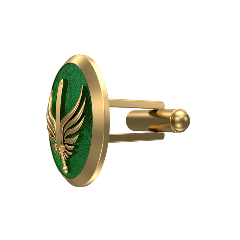 Viking Sword, Edgy Cufflink Set with 18kt Gold & Black Ruthenium Plating on Brass.