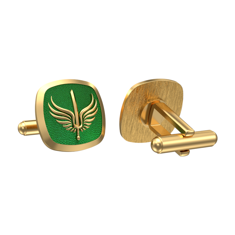 Viking Sword, Edgy Cufflink Set with 18kt Gold & Black Ruthenium Plating on Brass.