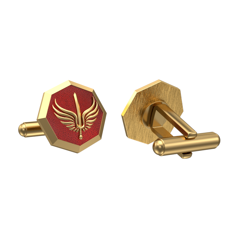 Viking Sword, Edgy Cufflink Set with 18kt Gold & Black Ruthenium Plating on Brass.