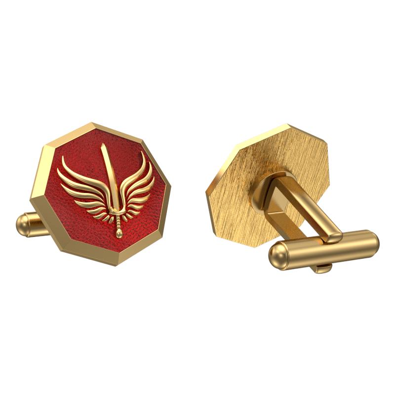 Viking Sword, Edgy Cufflink Set with 18kt Gold & Black Ruthenium Plating on Brass.