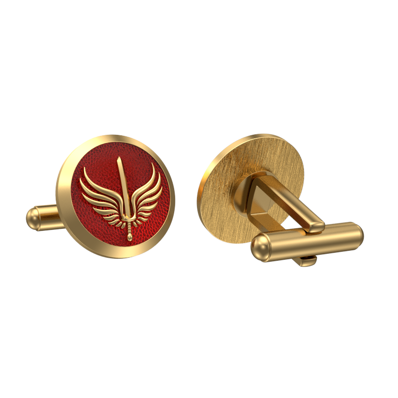 Viking Sword, Edgy Cufflink Set with 18kt Gold & Black Ruthenium Plating on Brass.