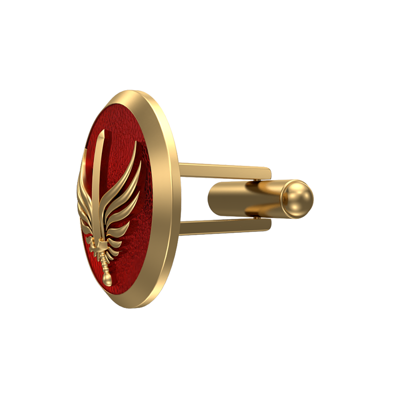 Viking Sword, Edgy Cufflink Set with 18kt Gold & Black Ruthenium Plating on Brass.