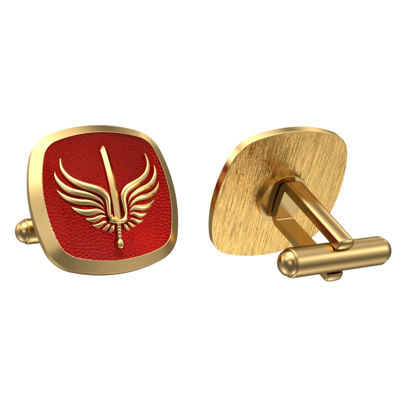 Viking Sword, Edgy Cufflink Set with 18kt Gold & Black Ruthenium Plating on Brass.