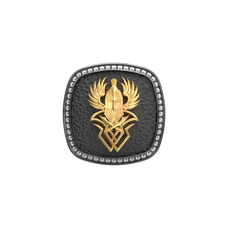 Warrior Luxe, Edgy Cufflink Set with CZ Diamonds, 18kt Gold & Black Ruthenium Plating on Brass.