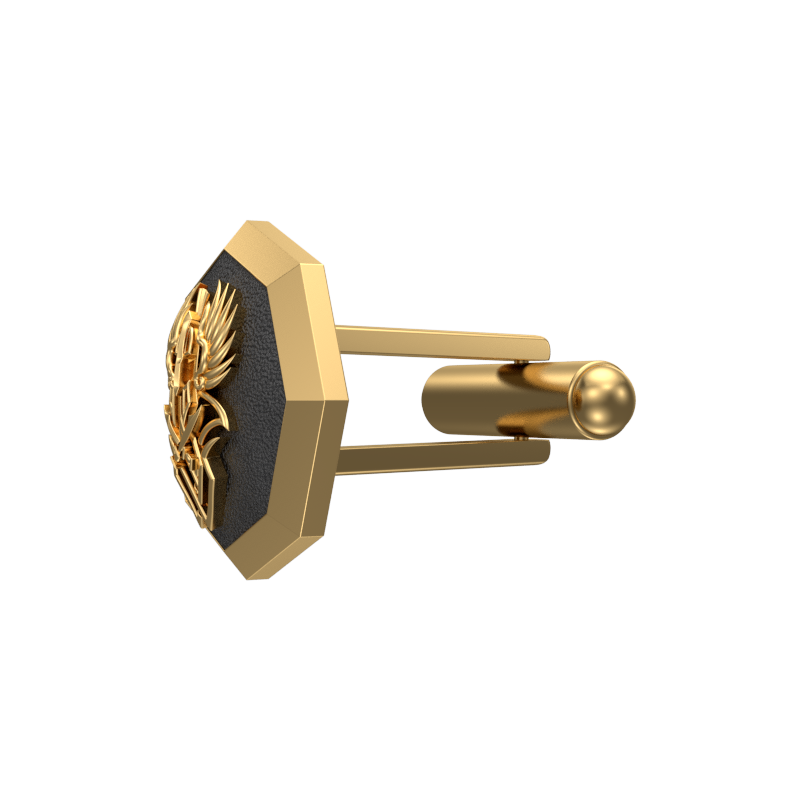 Warrior, Edgy Cufflink Set with 18kt Gold & Black Ruthenium Plating on Brass.