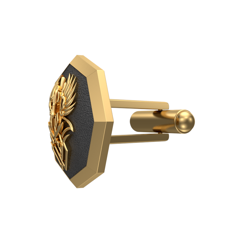 Warrior, Edgy Cufflink Set with 18kt Gold & Black Ruthenium Plating on Brass.