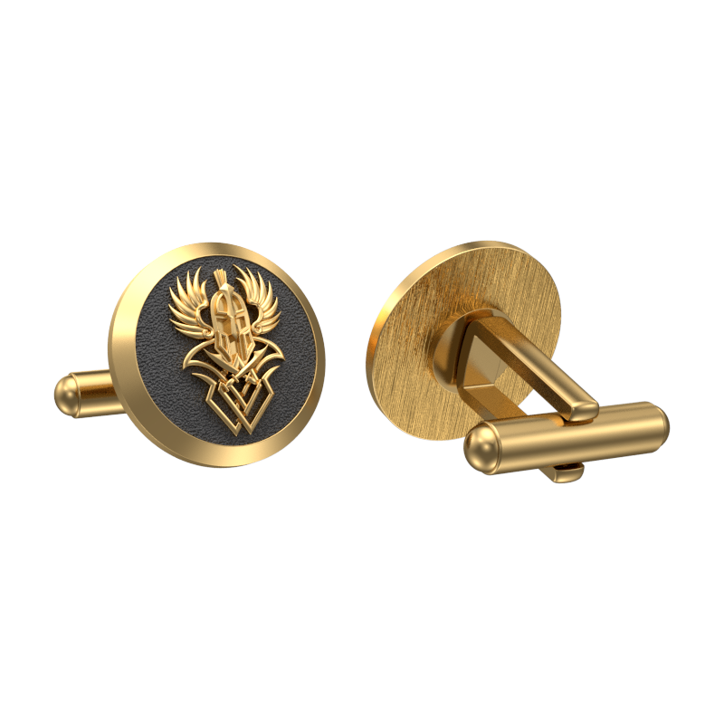 Warrior, Edgy Cufflink Set with 18kt Gold & Black Ruthenium Plating on Brass.
