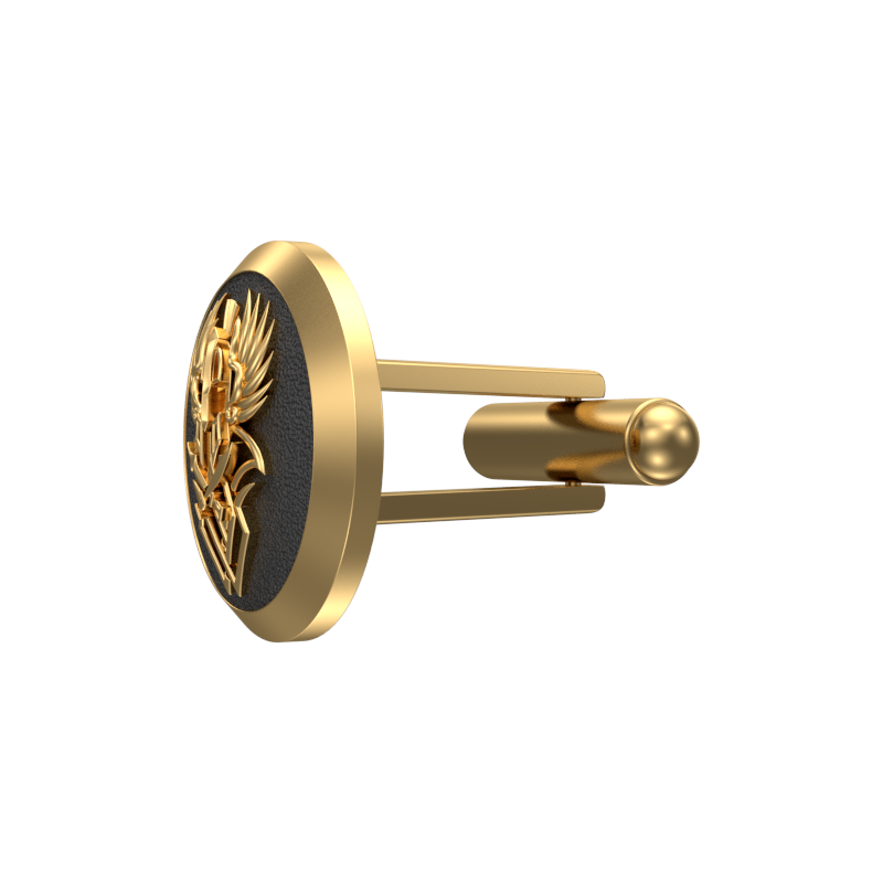 Warrior, Edgy Cufflink Set with 18kt Gold & Black Ruthenium Plating on Brass.