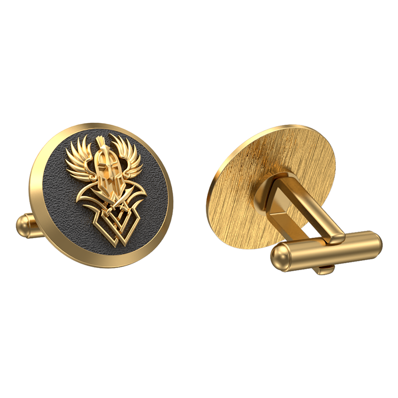 Warrior, Edgy Cufflink Set with 18kt Gold & Black Ruthenium Plating on Brass.