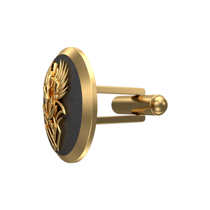 Warrior, Edgy Cufflink Set with 18kt Gold & Black Ruthenium Plating on Brass.