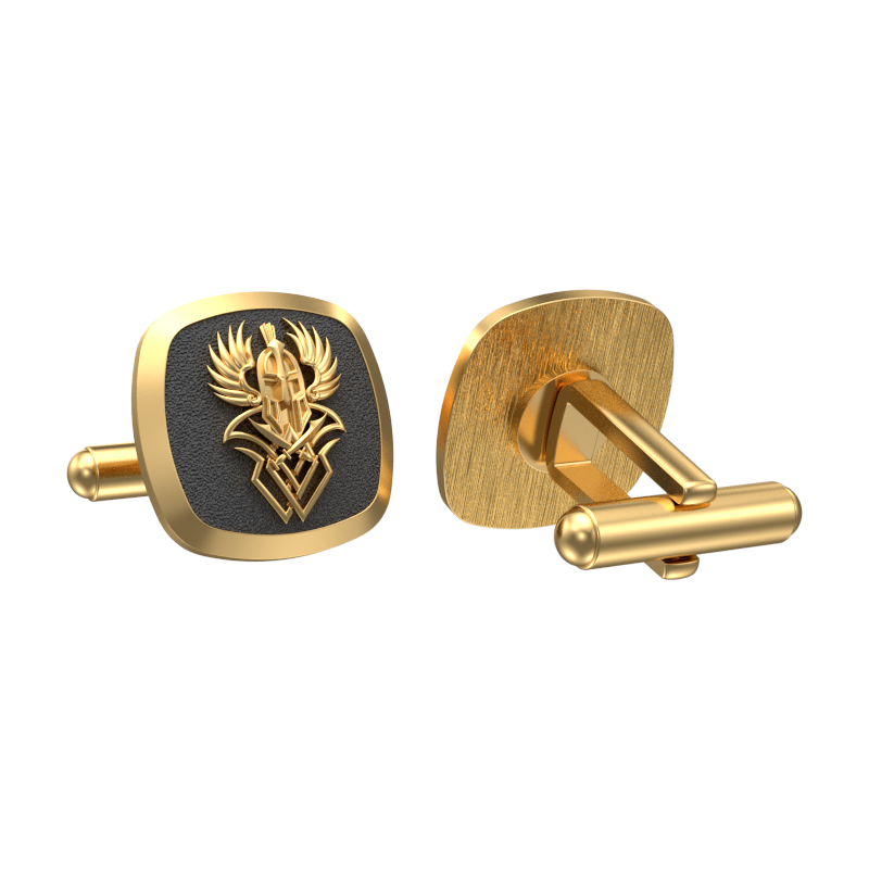 Warrior, Edgy Cufflink Set with 18kt Gold & Black Ruthenium Plating on Brass.