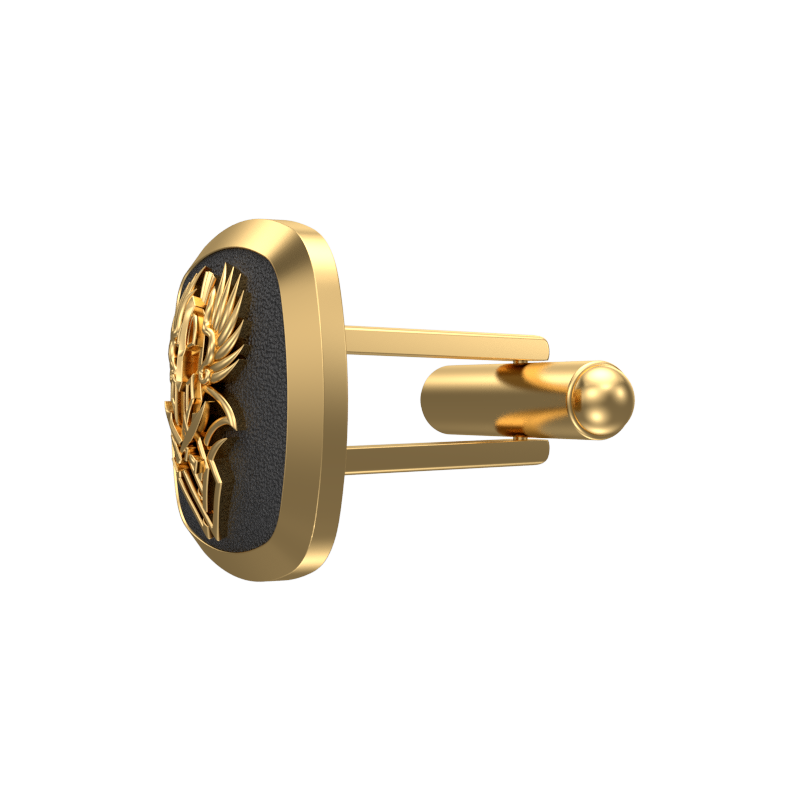 Warrior, Edgy Cufflink Set with 18kt Gold & Black Ruthenium Plating on Brass.