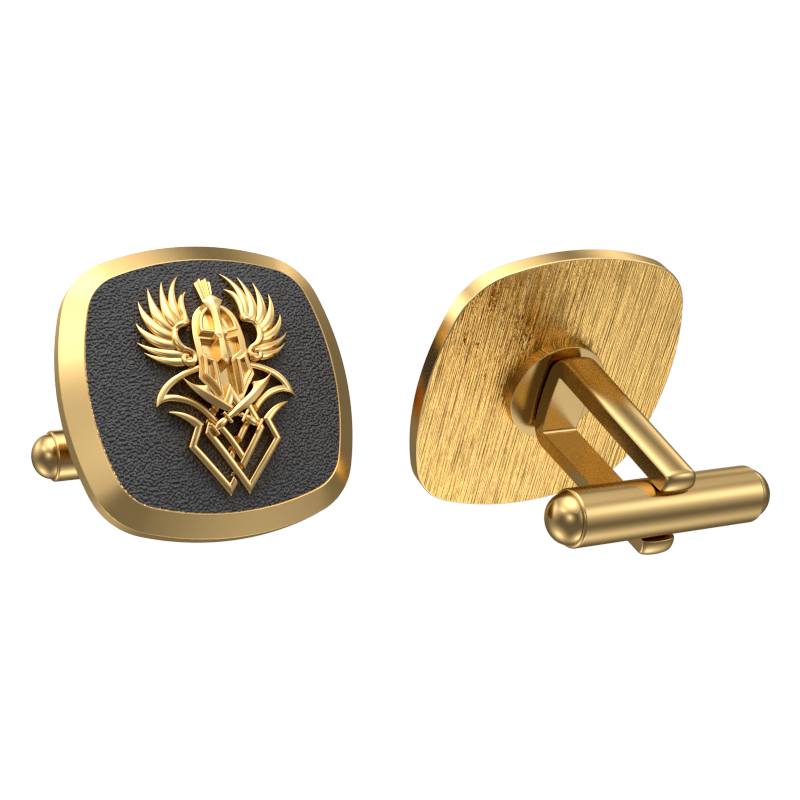 Warrior, Edgy Cufflink Set with 18kt Gold & Black Ruthenium Plating on Brass.