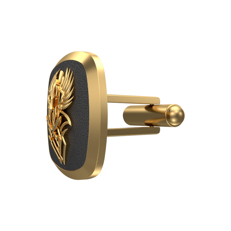 Warrior, Edgy Cufflink Set with 18kt Gold & Black Ruthenium Plating on Brass.