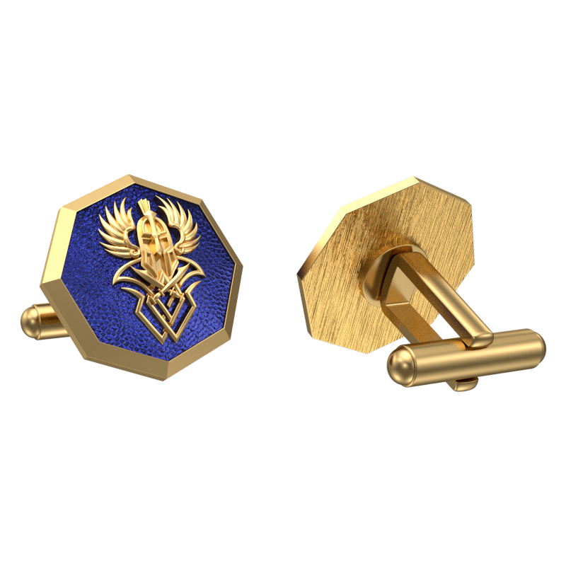 Warrior, Edgy Cufflink Set with 18kt Gold & Black Ruthenium Plating on Brass.