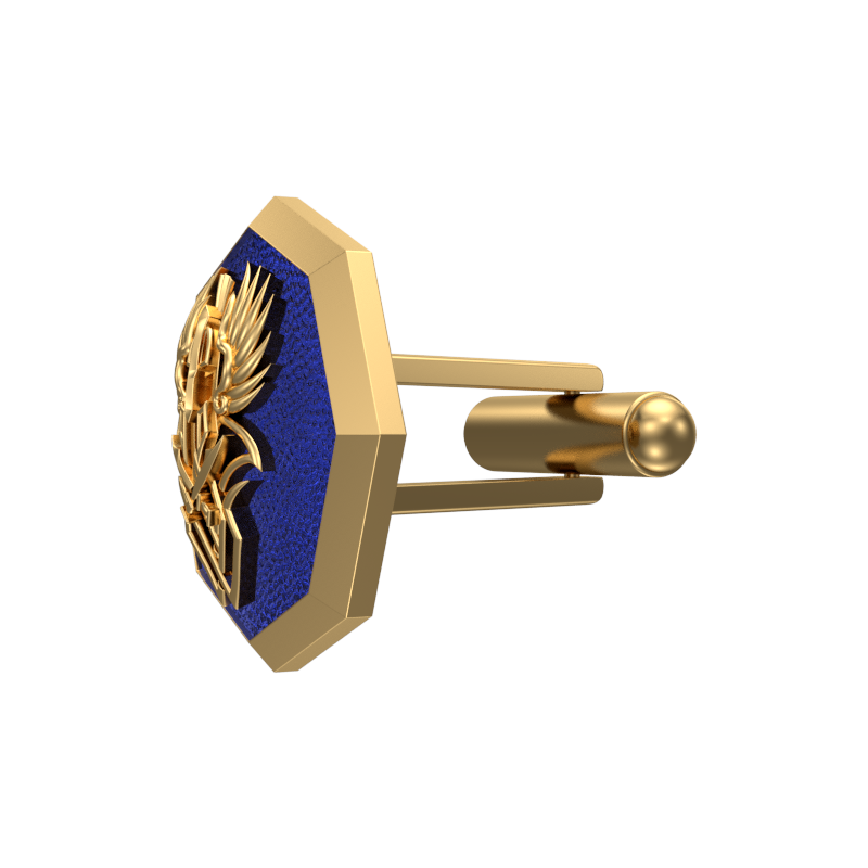 Warrior, Edgy Cufflink Set with 18kt Gold & Black Ruthenium Plating on Brass.