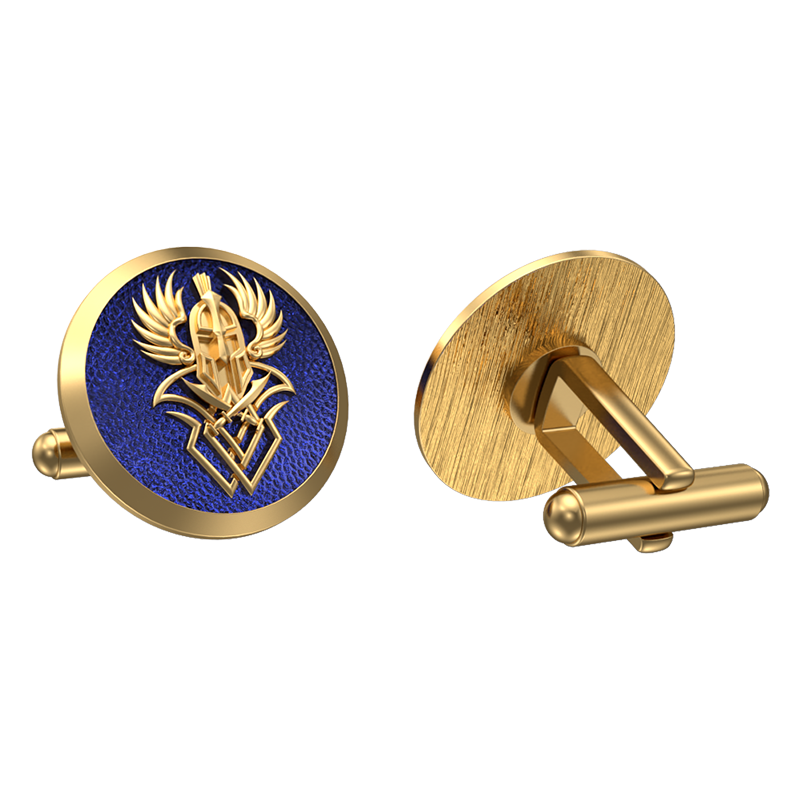 Warrior, Edgy Cufflink Set with 18kt Gold & Black Ruthenium Plating on Brass.