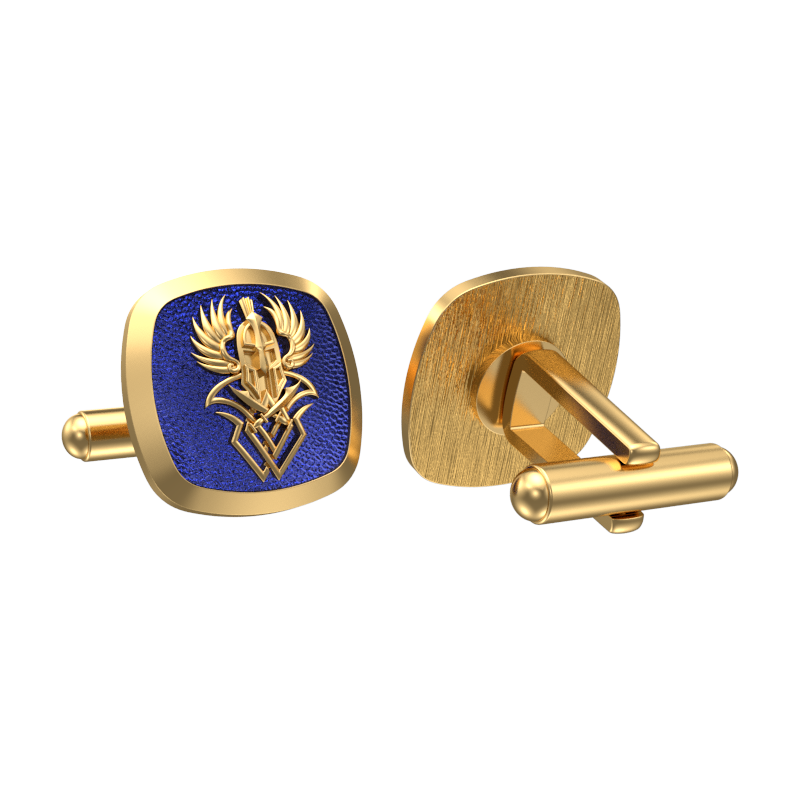 Warrior, Edgy Cufflink Set with 18kt Gold & Black Ruthenium Plating on Brass.