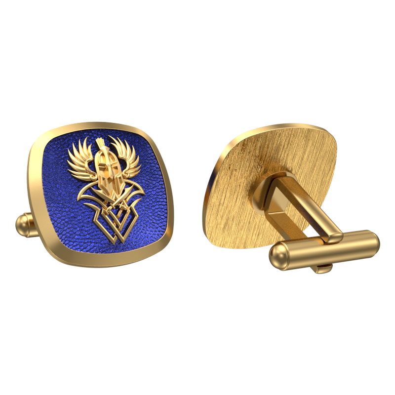 Warrior, Edgy Cufflink Set with 18kt Gold & Black Ruthenium Plating on Brass.