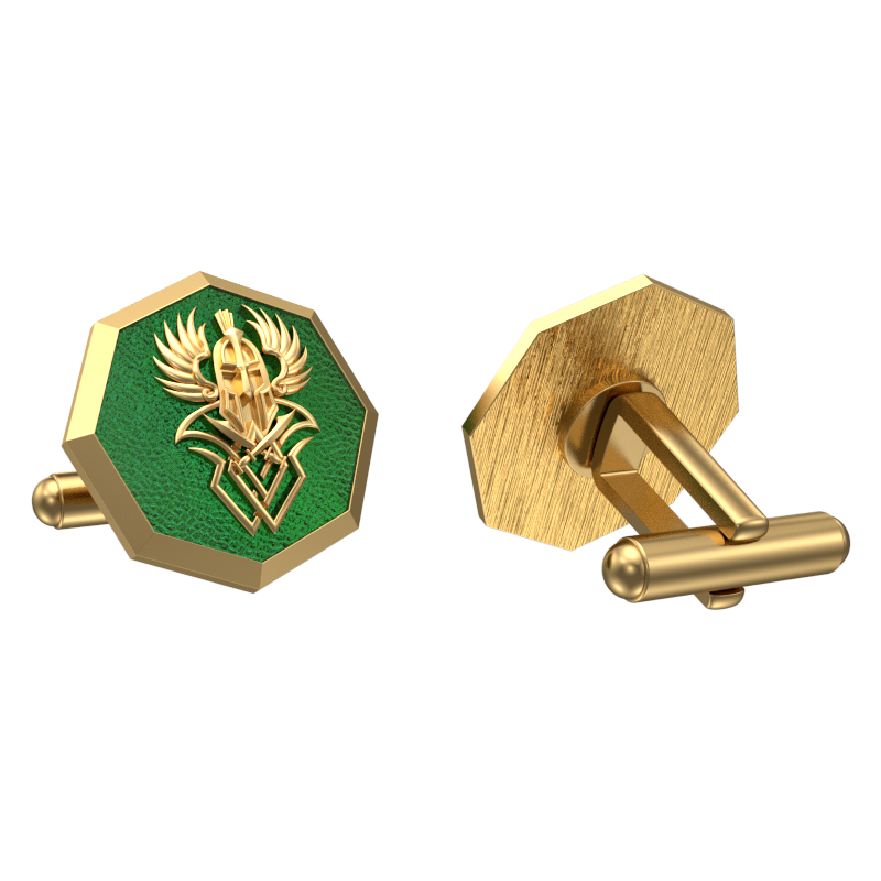 Warrior, Edgy Cufflink Set with 18kt Gold & Black Ruthenium Plating on Brass.