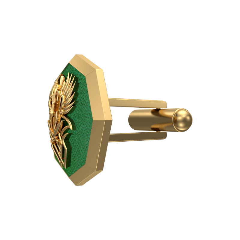 Warrior, Edgy Cufflink Set with 18kt Gold & Black Ruthenium Plating on Brass.