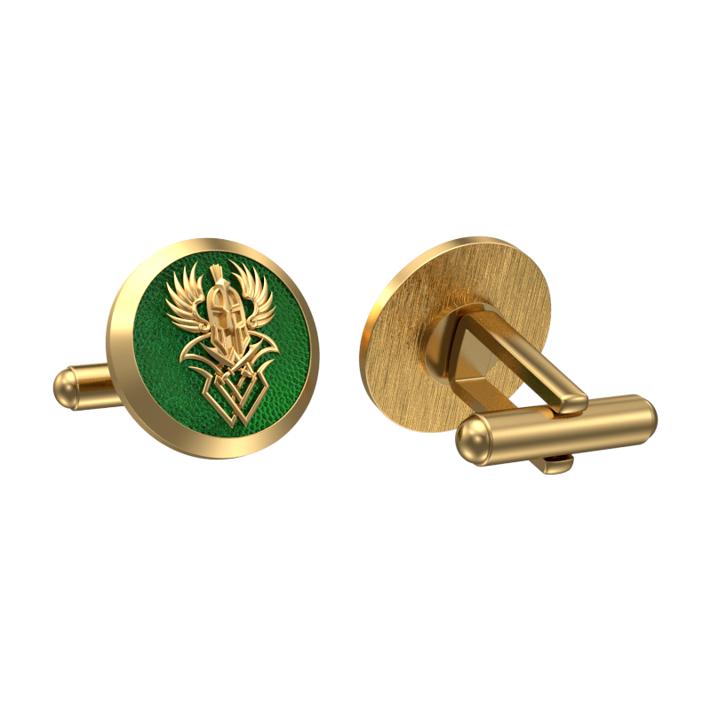 Warrior, Edgy Cufflink Set with 18kt Gold & Black Ruthenium Plating on Brass.