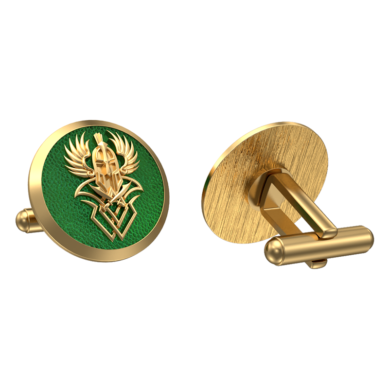 Warrior, Edgy Cufflink Set with 18kt Gold & Black Ruthenium Plating on Brass.