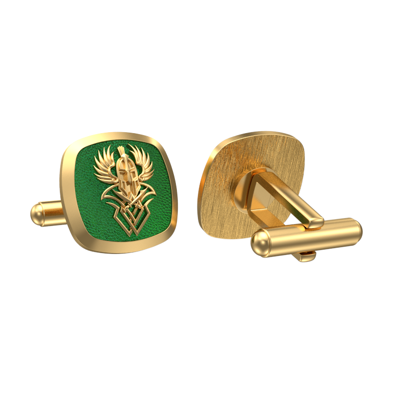 Warrior, Edgy Cufflink Set with 18kt Gold & Black Ruthenium Plating on Brass.