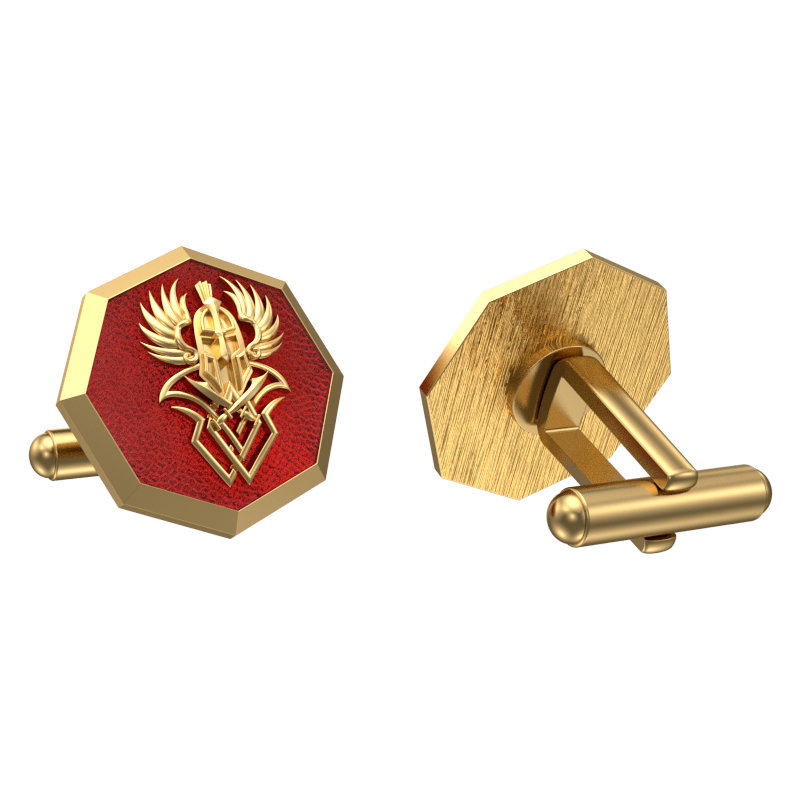 Warrior, Edgy Cufflink Set with 18kt Gold & Black Ruthenium Plating on Brass.