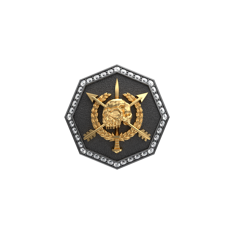 Pirate Luxe, Edgy Cufflink Set with CZ Diamonds, 18kt Gold & Black Ruthenium Plating on Brass.