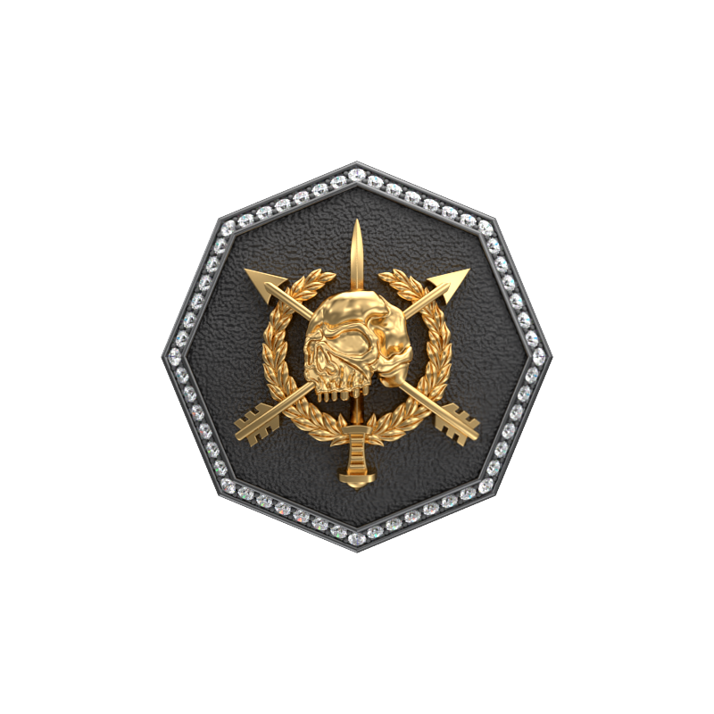 Pirate Luxe, Edgy Cufflink Set with CZ Diamonds, 18kt Gold & Black Ruthenium Plating on Brass.