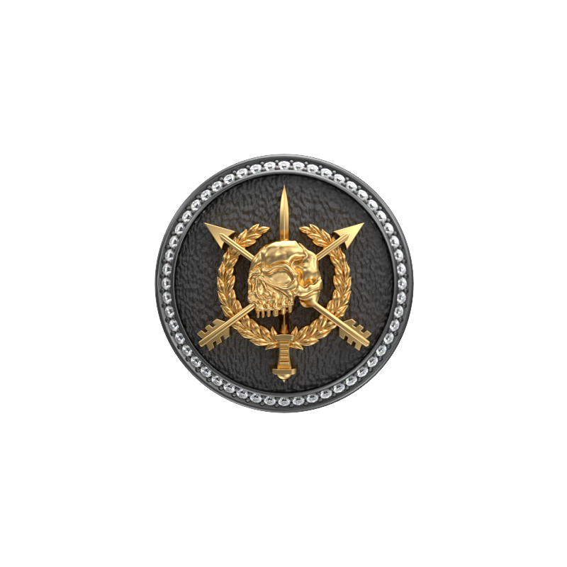 Pirate Luxe, Edgy Cufflink Set with CZ Diamonds, 18kt Gold & Black Ruthenium Plating on Brass.