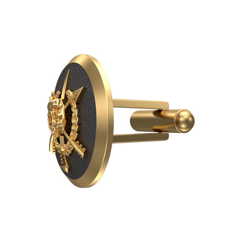 Pirate, Edgy Cufflink Set with 18kt Gold & Black Ruthenium Plating on Brass.