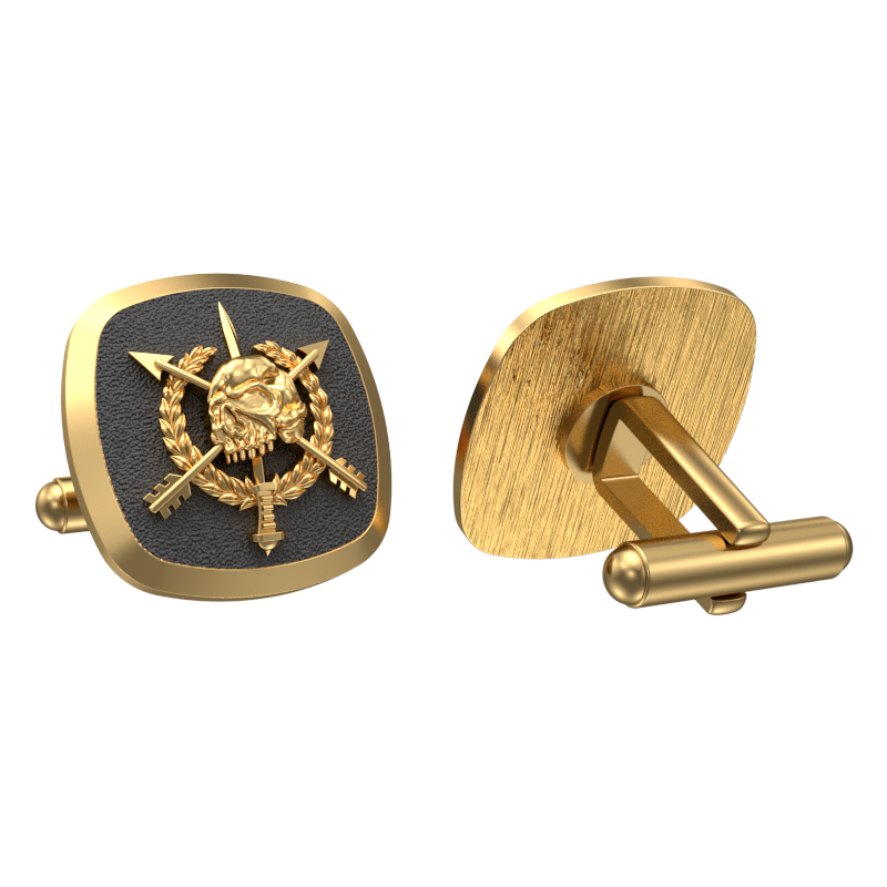 Pirate, Edgy Cufflink Set with 18kt Gold & Black Ruthenium Plating on Brass.