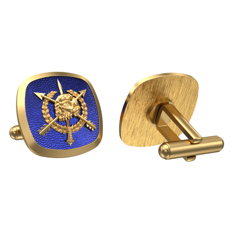 Pirate, Edgy Cufflink Set with 18kt Gold & Black Ruthenium Plating on Brass.