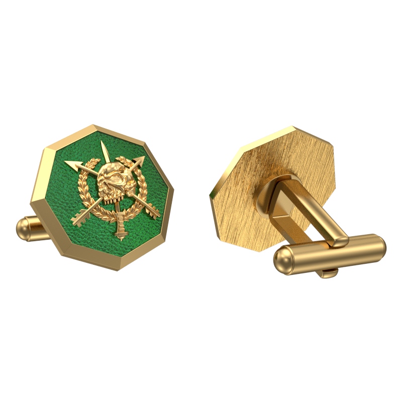 Pirate, Edgy Cufflink Set with 18kt Gold & Black Ruthenium Plating on Brass.